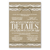 バーラップのレースの結婚披露宴の宿泊施設 テーブルナンバー (正面)