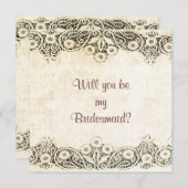 バーラップのレース私の新婦付添人です 招待状 (正面/裏面)