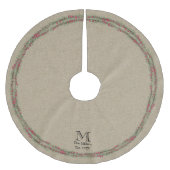 バーラップのローズマリーおよび果実の素朴な水彩画 ブラッシュドポリエステルツリースカート (正面)