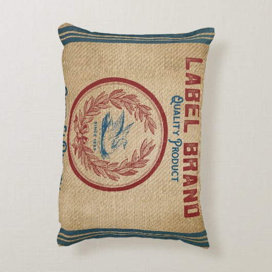 バーラップのヴィンテージのケーキのペストリーの小麦粉袋 アクセントクッション (裏面(縦))