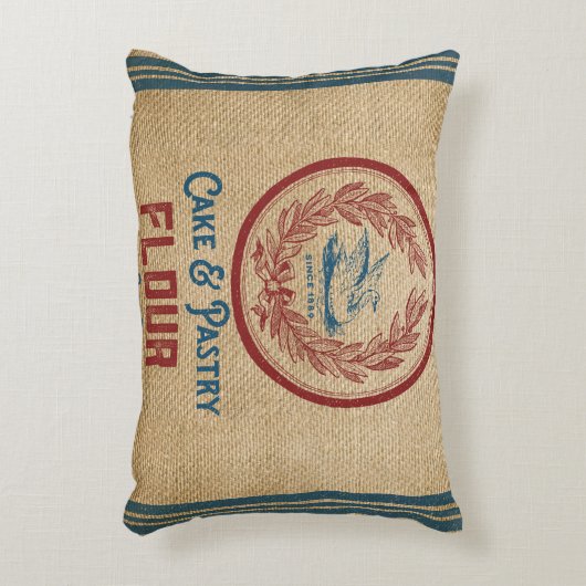 バーラップのヴィンテージのケーキのペストリーの小麦粉袋 アクセントクッション (正面(垂直))