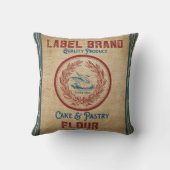 バーラップのヴィンテージのケーキのペストリーの小麦粉袋 クッション (裏面)