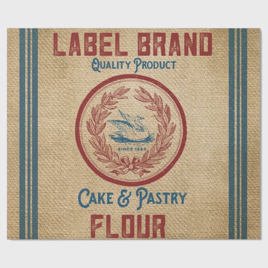 バーラップのヴィンテージのケーキのペストリーの小麦粉袋 ラッピングペーパー (フラット)
