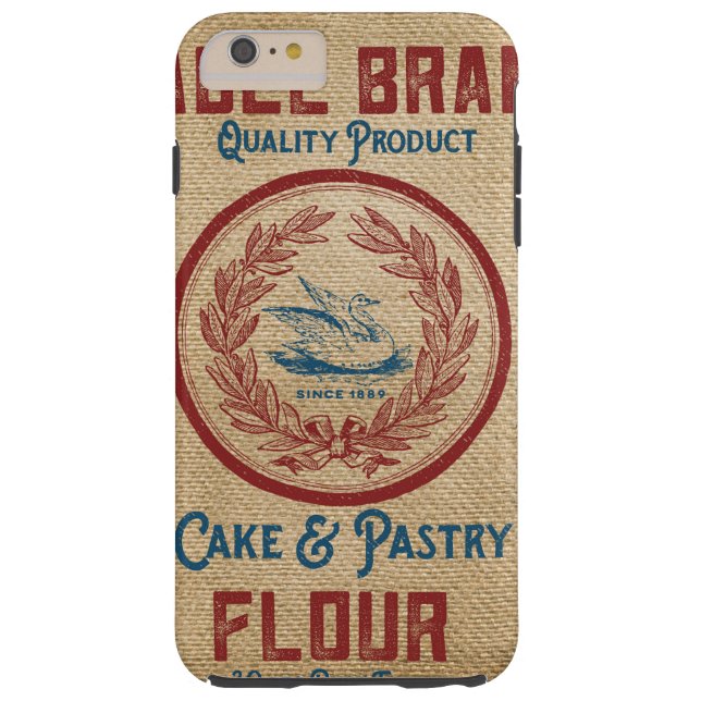 バーラップのヴィンテージのケーキのペストリーの小麦粉袋 Case-Mate iPhoneケース (裏面)