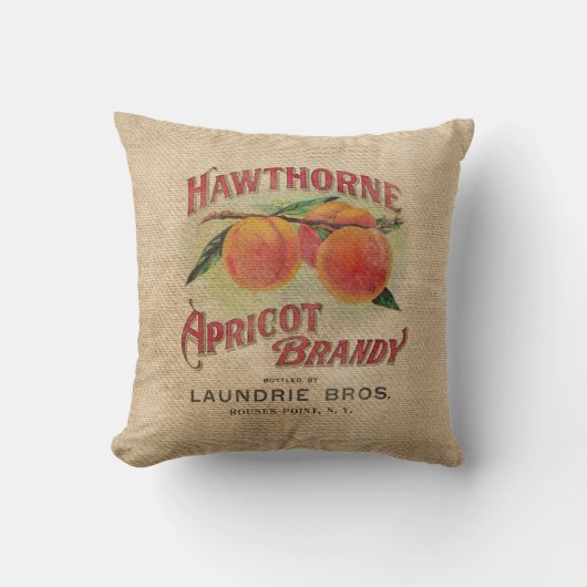 バーラップのヴィンテージの杏子のブランデー クッション (正面)