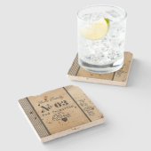 バーラップのヴィンテージの郵便料金のフランス人の国 ストーンコースター (横)