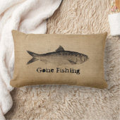 バーラップのヴィンテージの魚によって行く採取 ランバークッション (ブランケット)