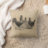 バーラップのヴィンテージの鶏の原稿 クッション (ブランケット)