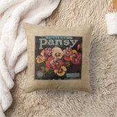 バーラップのヴィンテージのPanseyの花 クッション (ブランケット)