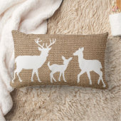 バーラップの一見のシカ家族は個人化なります ランバークッション (ブランケット)