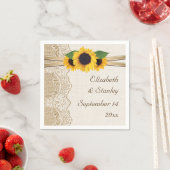 バーラップの上にレースと結婚ひまわり スタンダードカクテルナプキン (インサイチュ)