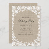 バーラップの休日のパーティの招待状の冬のレース 招待状 (正面/裏面)