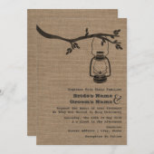 バーラップの刺激を受けたな屋外/キャンプの結婚式 招待状 (正面/裏面)