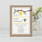バーラップの刺激を受けたな蜂蜜の蜂のテーマのベビーシャワー 招待状 (スタンド正面)