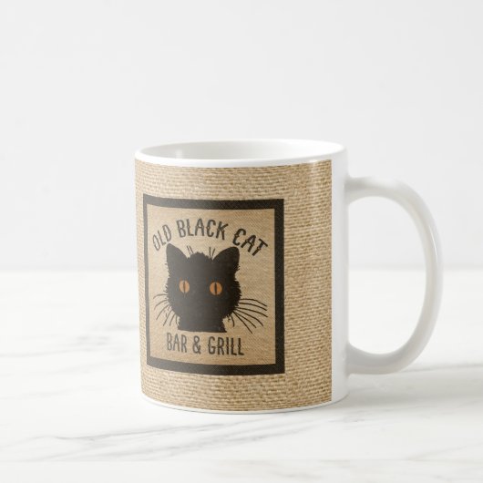 バーラップの古い黒猫のバー兼グリル コーヒーマグカップ (右)