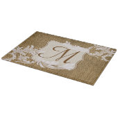 バーラップの国のレースのモノグラムのガラスまな板 カッティングボード (角)