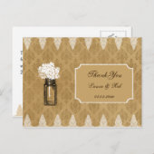 バーラップの石工の瓶に入った結婚あじさい感謝していの花 ポストカード (正面/裏面)