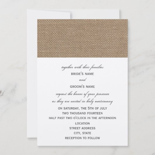 バーラップの結婚式のメーソンジャーのアジサイ 招待状 (裏面)