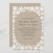 バーラップの結婚式招待状の冬のレース 招待状 (正面/裏面)