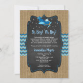 バーラップの飛行機の対の男の子のベビーは招待を振りかけます 招待状 (正面)