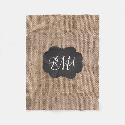 バーラップの黒板の一見の三倍のモノグラムのな原稿 フリースブランケット (正面)