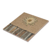 バーラップのBarnwoodのレースの有刺鉄線およびタンの花 タイル (側面)