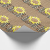 バーラップのBarnwoodの有刺鉄線のヒマワリのギフト ラッピングペーパー (角)