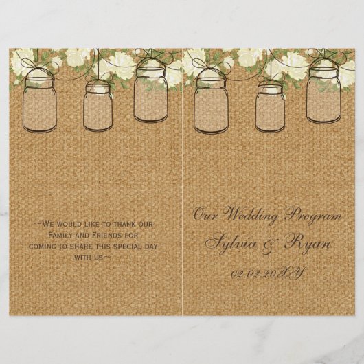 バーラップアイボリーバラメイスンジャースプログラム折り畳み (正面)