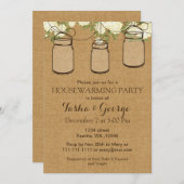 バーラップアイボリーバラメイスンジャース引っ越し祝いパーティー招待状 招待状 (正面/裏面)