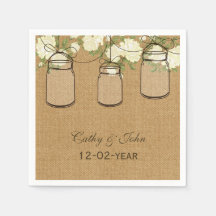 バーラップアイボリーパーソナライズされたバラ結婚ズナプキン