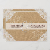 バーラップアンティークホワイトレース結婚式招待状 招待状 (正面/裏面)