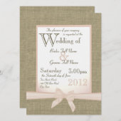 バーラップアンドボウ赤面カントリーウェディング 招待状 (正面/裏面)