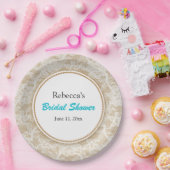 バーラップアンドレースパーソナライズされたブライダルシャワー ペーパープレート (パーティー)