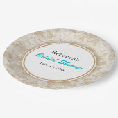 バーラップアンドレースパーソナライズされたブライダルシャワー ペーパープレート (アングル)