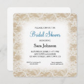 バーラップアンドレースパーソナライズされたブライダルシャワー 招待状 (正面/裏面)