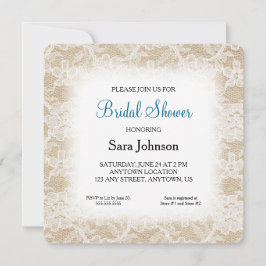 バーラップアンドレースパーソナライズされたブライダルシャワー 招待状