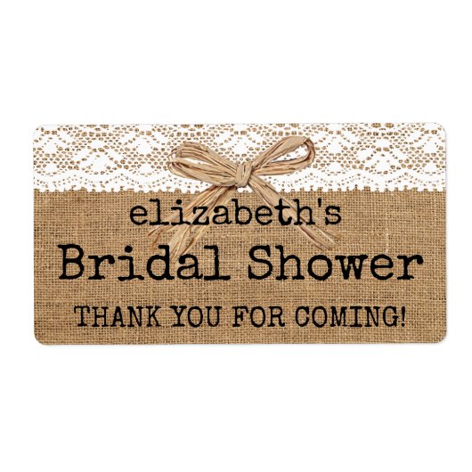 バーラップアンドレースブライダルシャワー ラベル (正面)