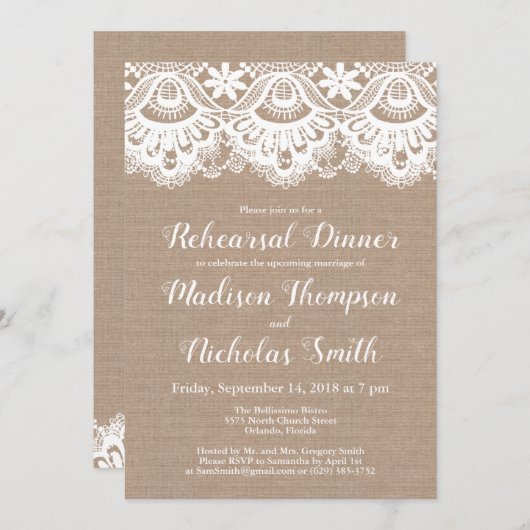 バーラップアンドレースリハーサルディナー招待状 招待状 (正面/裏面)
