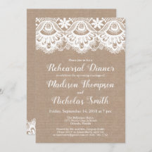 バーラップアンドレースリハーサルディナー招待状