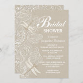 バーラップアンドレース素朴ブライダルシャワー 招待状 (正面/裏面)