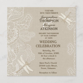 バーラップアンドレース素朴結婚式招待状 招待状