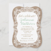 バーラップアンドレース誕生日招待状 招待状 (正面)