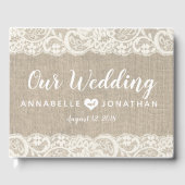 バーラップアンドレ素朴ース結婚ゲストブック ゲストブック (正面)