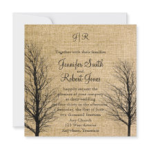 バーラップアンド樺の木ポー結婚式招待状