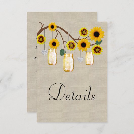 バーラップイエローフローラメイスン結婚ズ詳細 エンクロージャーカード (正面/裏面)