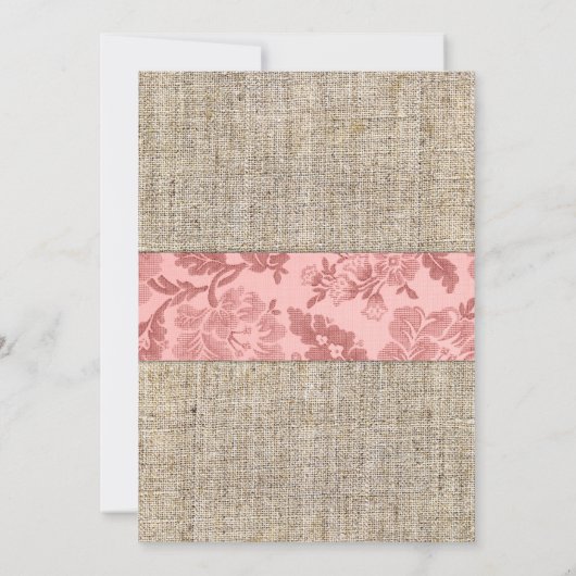 バーラップウッドピンクの花ガールベビーシャワー 招待状 (裏面)