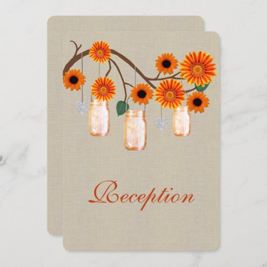 バーラップオ素朴レンジメイソンジャース披露宴カード 招待状 (正面/裏面)