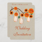 バーラップオ素朴レンジメイソンジャース結婚式招待状 招待状 (正面/裏面)