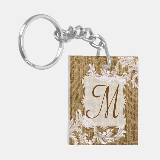 バーラップカントリーレースアップリケRusデジタルキーチェーン キーホルダー (正面左)