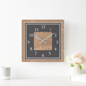 バーラップカントリー素朴ファームハウス スクエア壁時計 (ホーム)